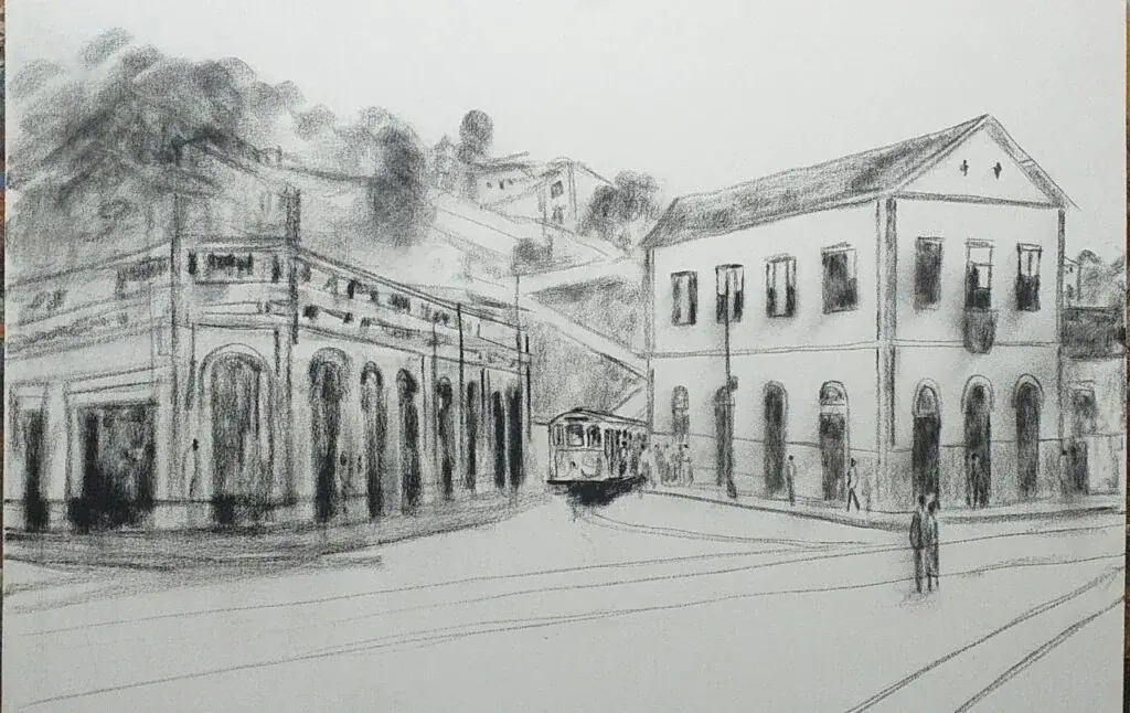 Desenho histórico do bairro de Santa Teresa